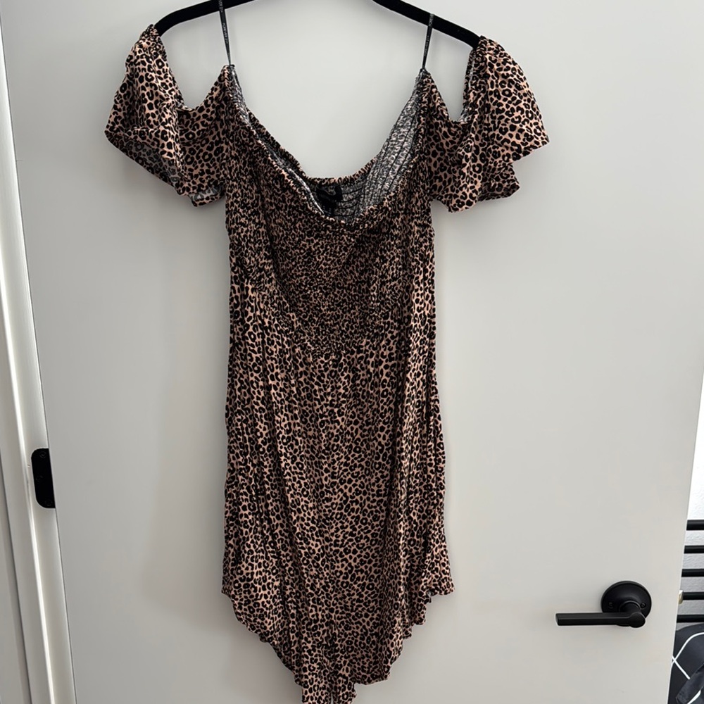 Leopard Print Off-Shoulder Romper